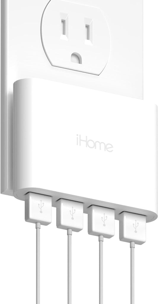 Slim 4-Port USB Wall Charger Flat Multiport Travel Plug Adapter