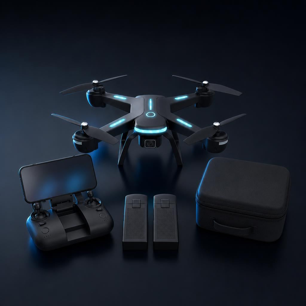 NanoTech · Dron JY03 con cámara HD 1080P, luces LED y 2 baterías · vista 4