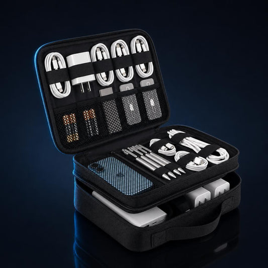 NanoTech · Organizador de cables y accesorios electrónicos para viaje – Negro
