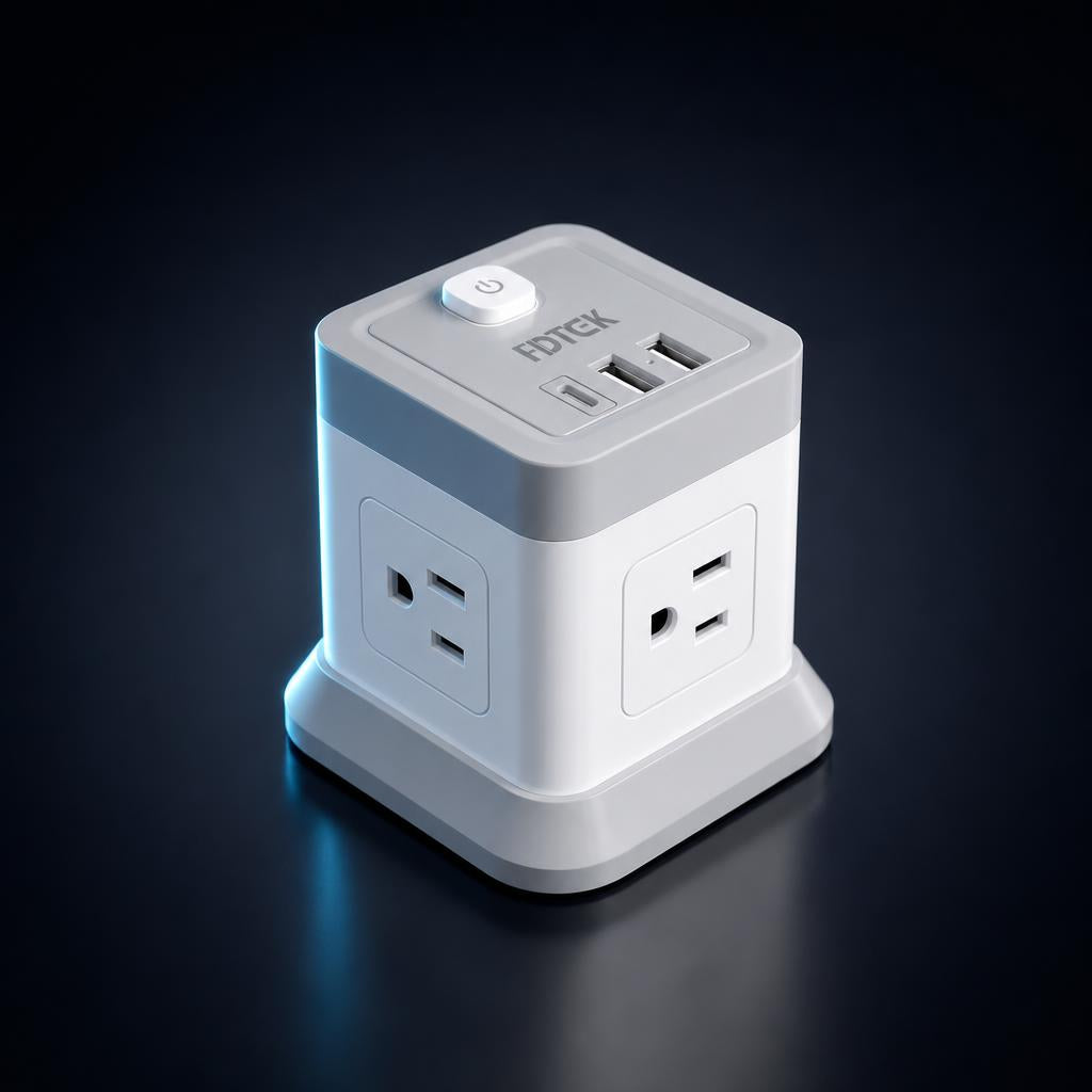 NanoTech · Torre multicontacto con 4 contactos y 3 puertos USB – 1.5 m