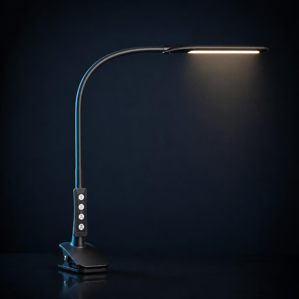 NanoTech · Lámpara de escritorio LED con pinza y brazo flexible