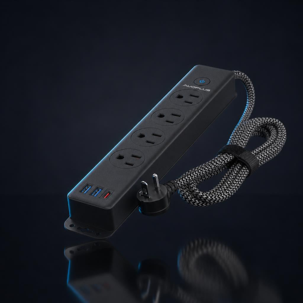 NanoTech · Multicontacto con supresor de picos, USB-C y cable trenzado de 3 m · vista 2