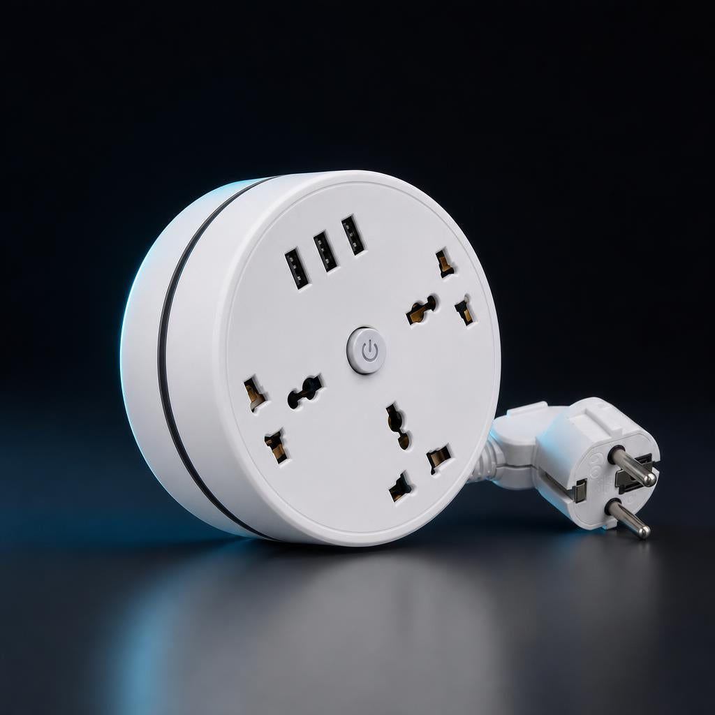 NanoTech · Multicontacto redondo con puertos USB y carga rápida – Clavija EU · vista 2