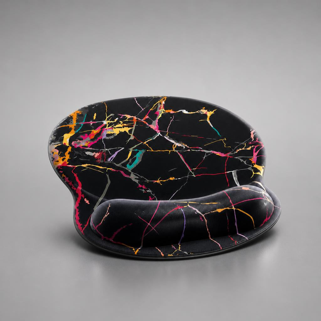 NanoTech Ti · Mouse pad ergonómico con reposamuñecas de gel – Mármol negro