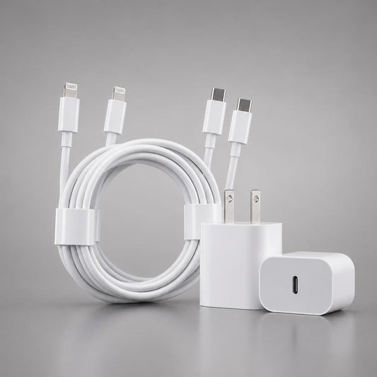 NanoTech Ti · Paquete de 2 cargadores USB-C de 20W con cable USB-C a Lightning de 1.8 m