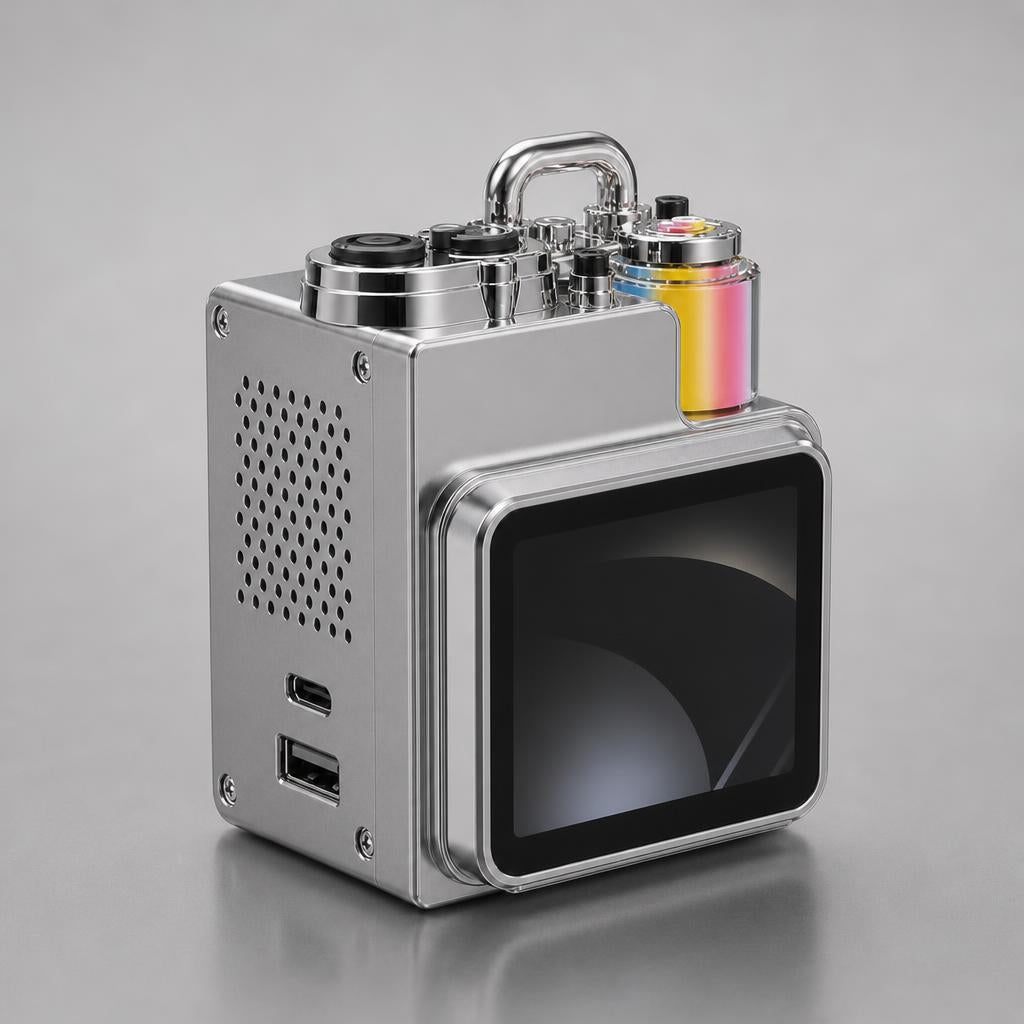 NanoTech Ti · Bocina Bluetooth mecánica de metal con pantalla LED y reloj · vista 2